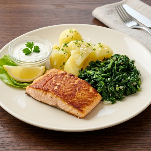 137 | Frischer Lachs


mit Blattspinat und Salzkartoffeln